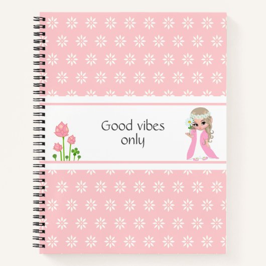 Fairy & Blume auf hellrosa Notizblock (Vorderseite)