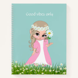 Fairy & Blume auf Light Blue Notizblock