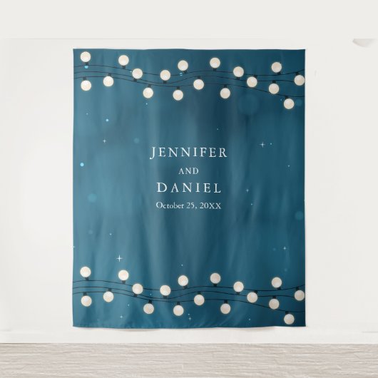 Fairy Bokeh String Lights Garland Wedding Backdrop Wandteppich (Vorderseite)