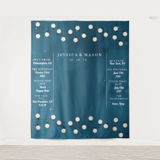 Fairy Bokeh String Lights Garland Wedding Backdrop Wandteppich (Vorderseite)