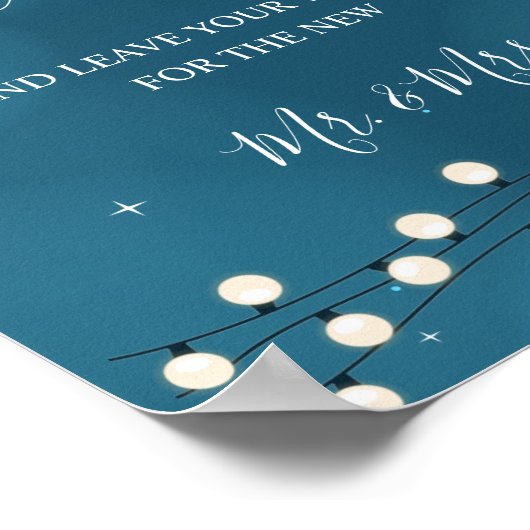 Fairy Bokeh String Lights Wedding Guestbook Poster (Ecke)