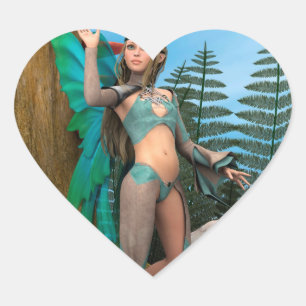 Fairy Butterfly Herz-Aufkleber