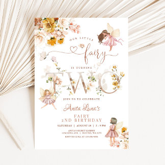 Fairy Butterfly Magische Wildblume 2. Geburtstag Einladung