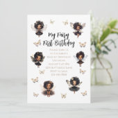 Fairy Butterfly zum Geburtstag Einladung Afro Fair (Stehend Vorderseite)