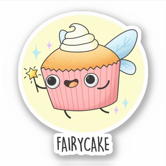 Fairy Cake Funny Cupcake Puff Aufkleber (Vorderseite)