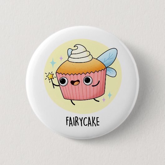 Fairy Cake Funny Cupcake Puff Button (Vorderseite)