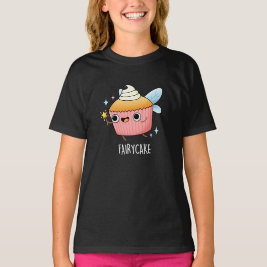 Fairy Cake Funny Cupcake Pun Dark BG T-Shirt (Vorderseite)