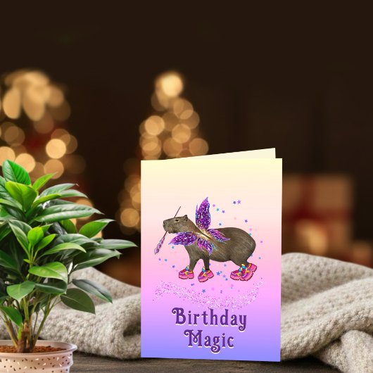 Fairy Capybara Birthday Magic Karte