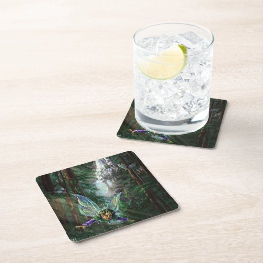 Fairy Castle Forest Rechteckiger Pappuntersetzer (Vor Ort)