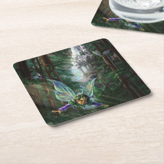 Fairy Castle Forest Rechteckiger Pappuntersetzer (angewinkelt)