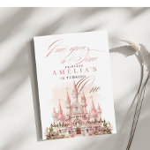 Fairy Castle Princess Pink 1. Geburtstag Party Einladung