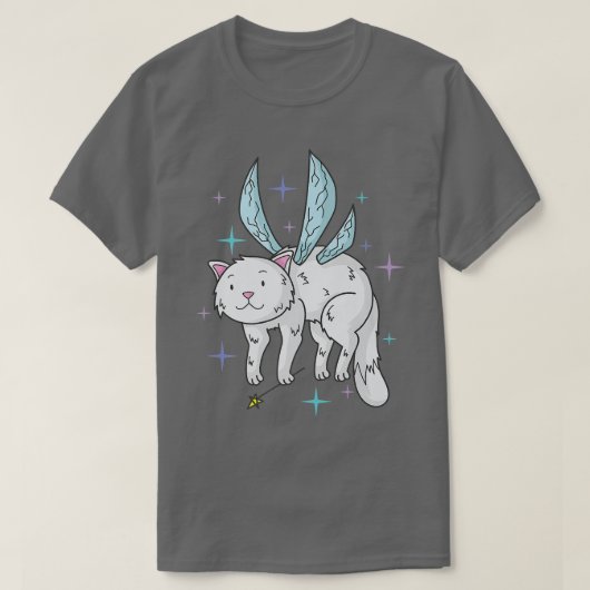 Fairy Cat mit Flügeln und Fee Eand T-Shirt (Design vorne)