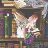 Fairy Cats Books Library Fantasy Aufkleber (Vorderseite)