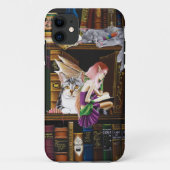 Fairy Cats Books Library Fantasy Case-Mate iPhone Hülle (Rückseite)