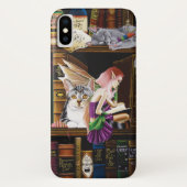 Fairy Cats Books Library Fantasy Case-Mate iPhone Hülle (Rückseite)