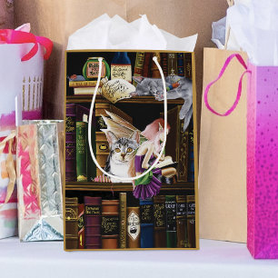 Fairy Cats Books Library Fantasy Mittlere Geschenktüte