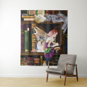 Fairy Cats Books Library Fantasy Wandteppich (Beispiel)