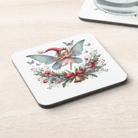 Fairy Christmas Butterfly Getränkeuntersetzer (Linke Seite)