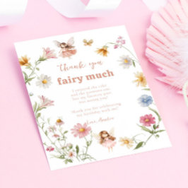 Fairy Colorful Widflower Girl 1st Birthday Dankeskarte