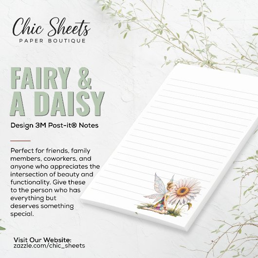 Fairy & Daisy Design Lined 3M Post-it® Notizen