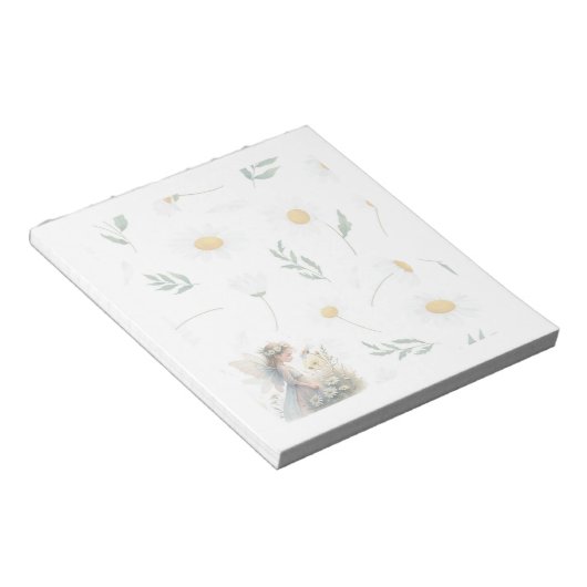 Fairy Daisy Notepad – Whimsical Floral Stationery Notizblock (angewinkelt)