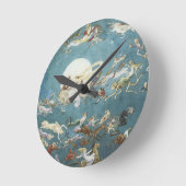 Fairy Dance Around The Moon Runde Wanduhr (Winkel)