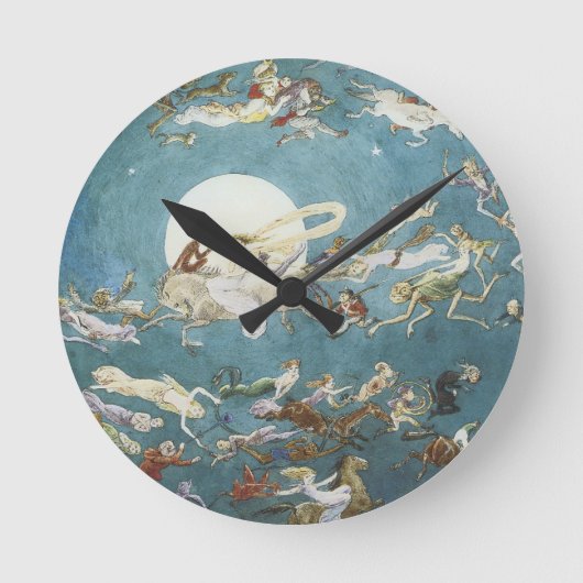 Fairy Dance Around The Moon Runde Wanduhr (Vorderseite)
