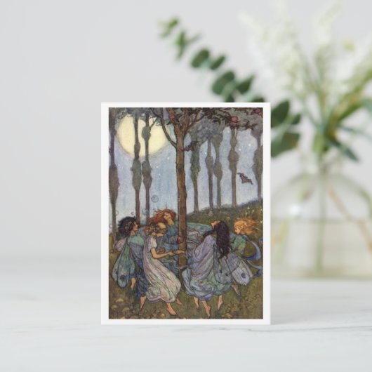 Fairy Dance Vintag Illustration Postkarte (Stehend Vorderseite)