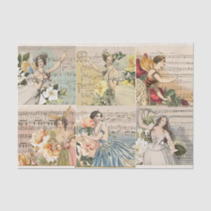 Fairy Dancer Collage Sheet Music Decoupage Tissue Seidenpapier