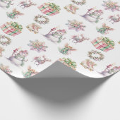 Fairy Deer Present Snowman Pink Fairy Weihnachten Geschenkpapier (Ecke)