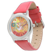 FAIRY DER BLUME, rot gelb Armbanduhr (Schrägansicht)