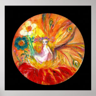 FAIRY DER BLUME, Rot-Gelb-Schwarz-Fantasie Poster