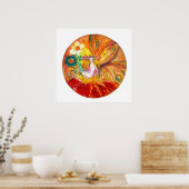 FAIRY DER BLUME, rot-gelb-weiße Fantasie Poster (Küche)