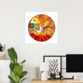 FAIRY DER BLUME, rot-gelb-weiße Fantasie Poster (Heimbüro)