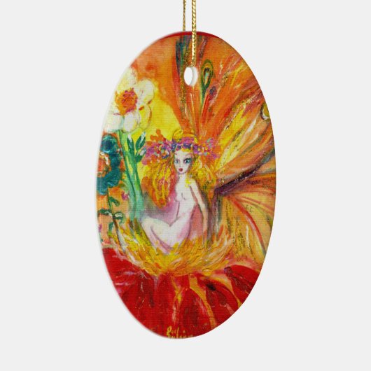 FAIRY DER BLUME Vibrant Red Ruby Keramik Ornament (Rechts)