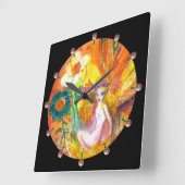 FAIRY DER BLUME Yellow Black Fantasy Quadratische Wanduhr (Winkel)