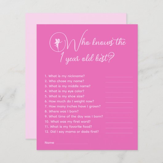 Fairy, der das 1-jährige beste Party-Spiel kennt (Vorne/Hinten)