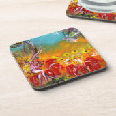 FAIRY DER ROTEN BLUME Blumenfantasie Getränkeuntersetzer (Linke Seite)