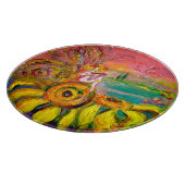 FAIRY DER SONNENBLUMEN Fantasy Floral Yellow Pink Schneidebrett (Ecke)