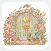 Fairy Door Quadratischer Aufkleber (Vorderseite)