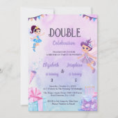 Fairy Double Birthday Party For Girls Einladung (Vorderseite)