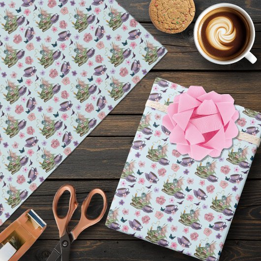 Fairy-Drache-Bücher-Tea-Freundschaft Geschenkpapier