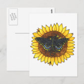 Fairy Dragon auf Sonnenblume Postkarte (Vorne/Hinten)