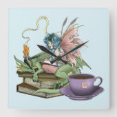 Fairy Dragon Books Tea Friendship Quadratische Wanduhr (Vorderseite)