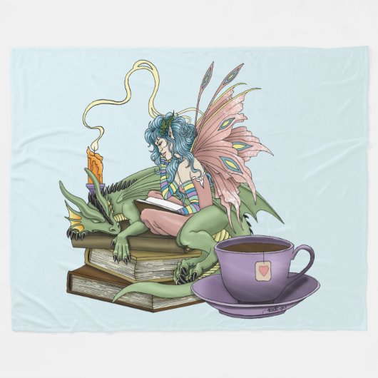 Fairy Dragon Bücher Tee Freundschaft Fleecedecke (Vorderseite (Horizontal))
