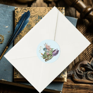 Fairy Dragon Bücher Tee Freundschaft  Runder Aufkleber