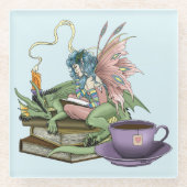 Fairy Dragon liest Tee Freundschaft Glasuntersetzer (Vorderseite)
