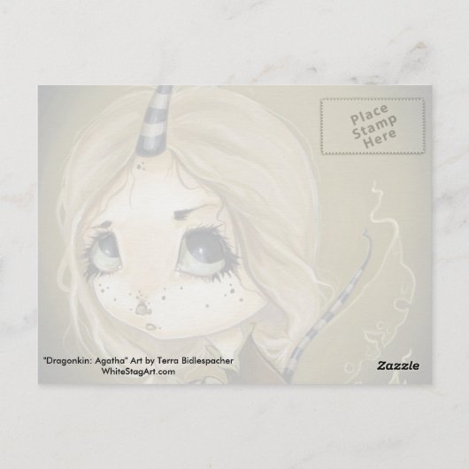 Fairy Dragon Postkarte grün (Rückseite)