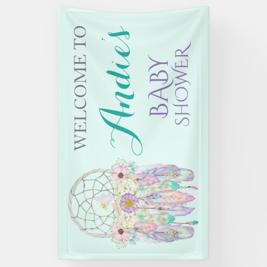 Fairy Dream Catcher Boho Feathers Pastels Banner (Vertikal)