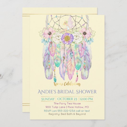 Fairy Dream Catcher Boho jedes Farbpapier Einladung (Vorne/Hinten)